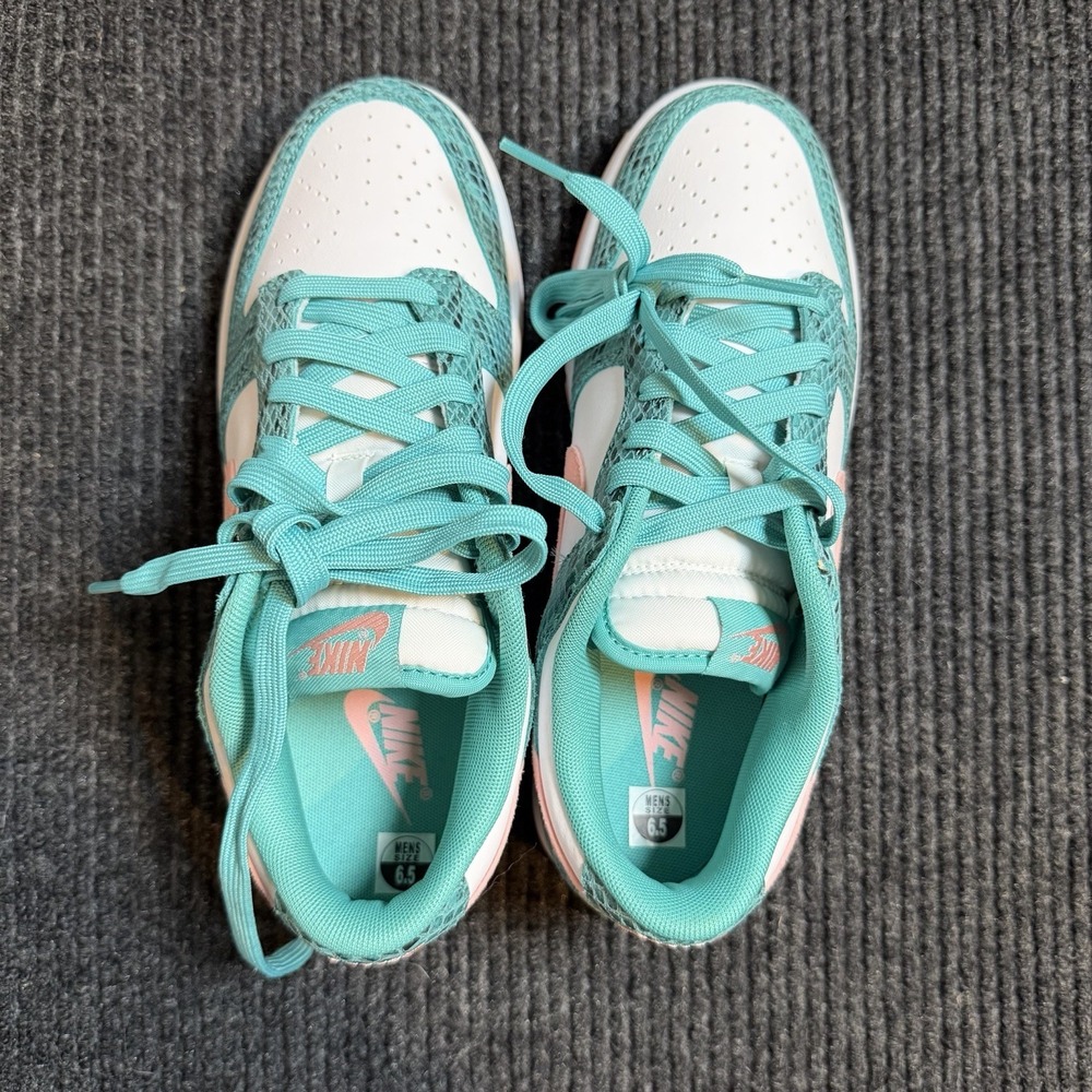 Nike Dunk Low Snakeskin Washed Teal Bleached Coral (DR8577-300) Size 6.5 - Picture 2 of 10
